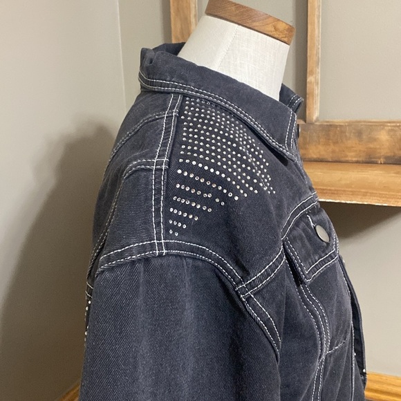 Nasty gal take control of the stitch-Uation diamanté denim cropped jacket size 6 - Picture 6 of 11